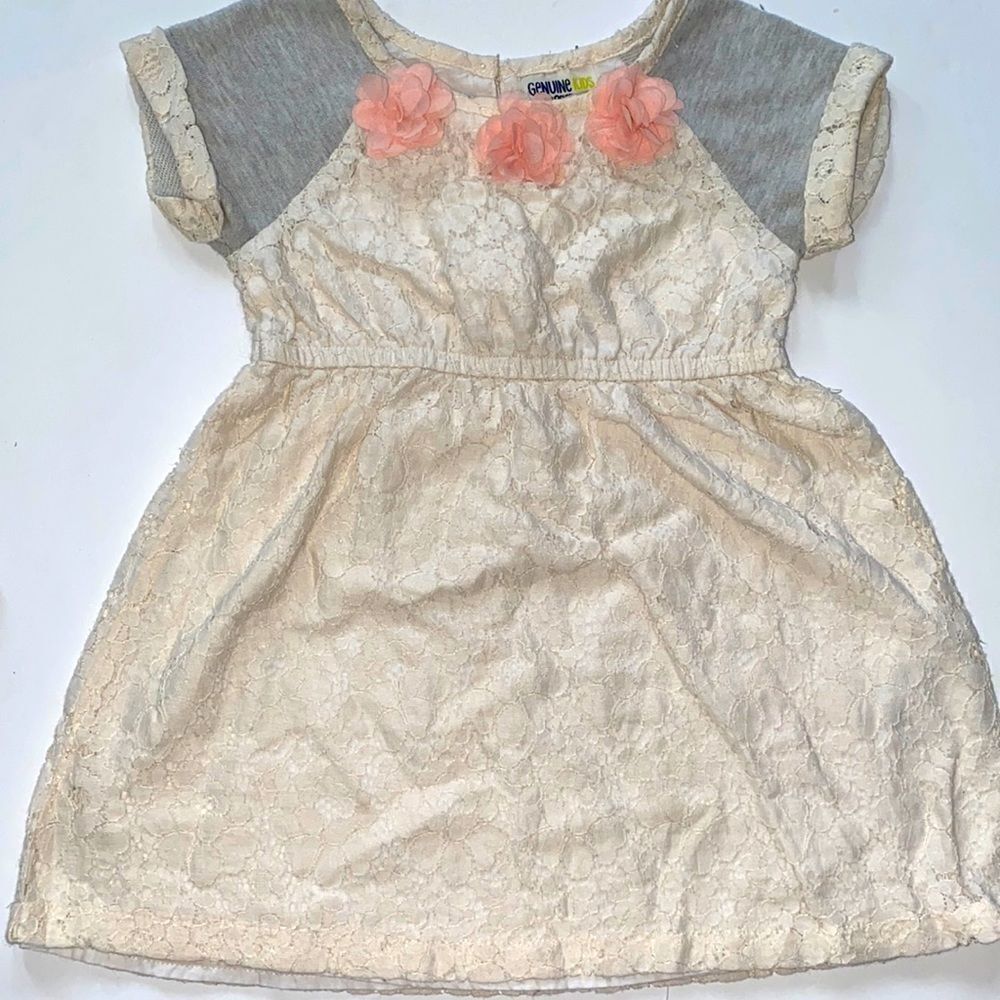 Vintage Oshkosh Dress Lace with Tulle Flowers Fully Lined with 💯 Cotton Slip 3T